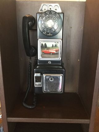 Vintage Automatic Electric Co.  3 - Slot - Coin - Rotary Dial Pay Telephone In Booth