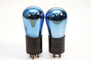 Scarce,  Unusual Milo - Blue - Bell Type 201a Vacuum Tubes With Blue Glass