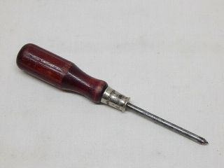 Rare Western Auto Bridgeport vintage Phillips 1 point screwdriver Wood handle 2