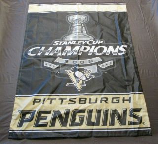 Rare 2009 Pittsburgh Penguins Stanley Cup Champions Flag/banner Man Cave