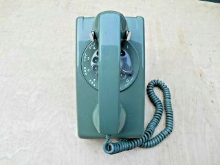 Vintage 1965 Bell Systems Western Electric 554 Rotary Phone Green Wall Mount