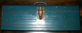 Vintage Union Steel Chest Utility Tool Tackle Box Leroy Ny