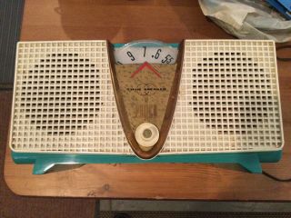 PHILCO AM Tube Radio “Twin Speaker” Model F817 AQUA & WHITE Parts ONLY 3