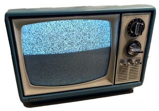 Vintage Quasar Portable Television Japan 1975 Light Blue Turns On