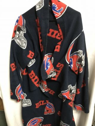 Vintage Buffalo Bills Red Helmet Late 90s Fleece Robe Blanket Snuggie All Over