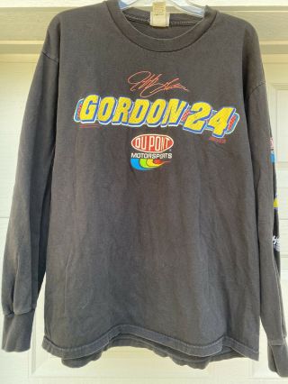 Vintage Jeff Gordon T - Shirt Nascar Long Sleeve 24 Dupont Racing Size L Men’s
