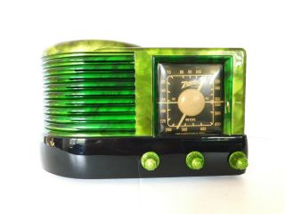 Vintage 30s Restored Zenith Art Deco & Swirled Catalin Colors Bakelite Radio