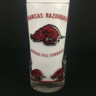 Vintage Arkansas Razorbacks Highball Cocktail Glass Barware Football Basketball