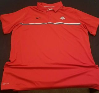 Ohio State University Buckeyes Nike Dri - Fit Polo Xxl Red Golf Shirt 2xl