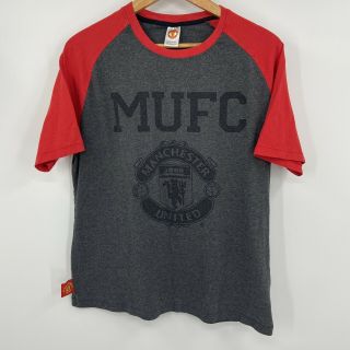 Vintage Manchester United F.  C.  Official Merchandise T Shirt Mens Size L Grey Red