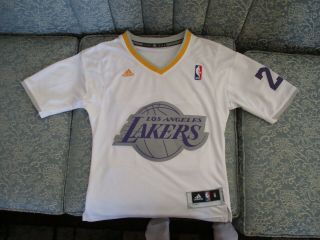 Kobe Bryant Los Angeles Lakers Adidas Nba 24 White Jersey T Shirt Sz Small