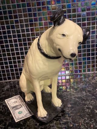 Vtg Rca " Smiling " Nipper Dog Ceramic Figure Large 14.  5” X 18 " His Masters Voice
