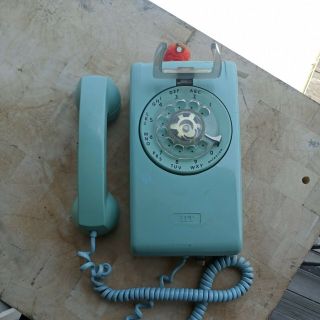 Vintage Rotary Wall Phone Aqua Blue/green Itt Dial 1970 