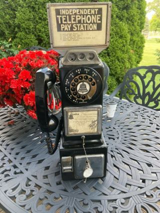 Vintage Automatic Electric Company Black & Chrome Payphone Very Cool