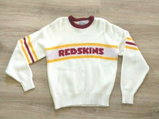 Vtg 80s Washington Redskins Knit Sweater Nfl Football Large Usa Cliff Engle