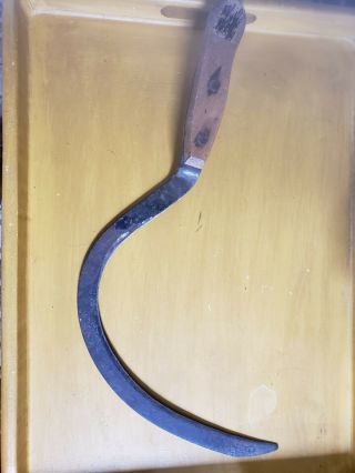 Vintage Hand Scythe Sickle Cutter W/wood Handle,  Hay,  Grass Sickle