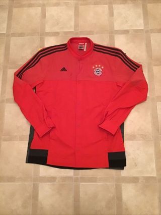 Adidas Bayern Munich Fc Core Button Up Red Fade Soccer Jacket Sz M Stars