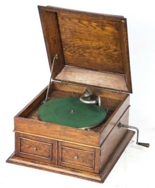 Antique Hmv Oak Cased Wind Up Gramophone - [pl4521]