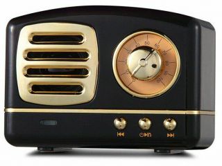 Time Traveler Black Retro Old Time Radio W/10,  000 Vintage Programs,  Bluetooth