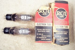 Two,  Rca 50,  Shouldered Glass,  Matching Date Pair,  Ux - 250,  Cx - 350 Eq