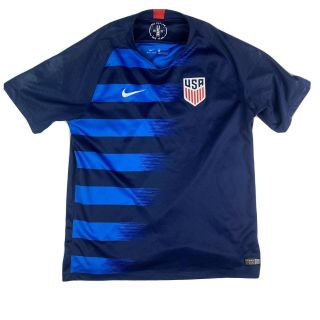 Nike Us Soccer Jersey Shirt Mens Large Blue 2018 - 19 Usa National Team