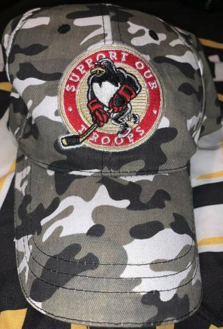 Wilkes Barre Scranton Penguins Support Our Troops Camo Giveaway Hat One Size Adj