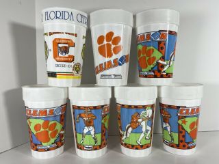 7 Vintage 1980’s Clemson University Tigers Plastic Cups Iptay Football Hardees
