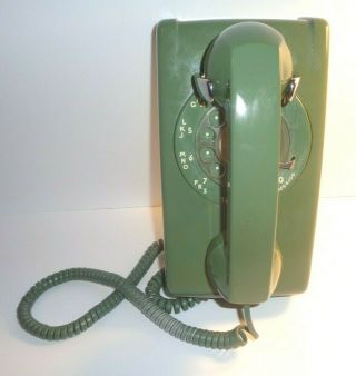 Vintage 1959 Bell System Avocado Green Rotary Wall Phone.  Western Electric