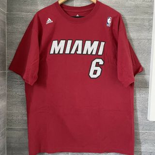 Lebron James Adidas Red Jersey T Shirt Miami Heat Men’s Size Large 6 Nba