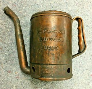 Vintage Collectible Oil Can Swingspout Copper Patina Half Gallon Metal