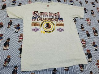 Vintage 1991 Washington Redskins Bowl Champions T - Shirt Single Stitched