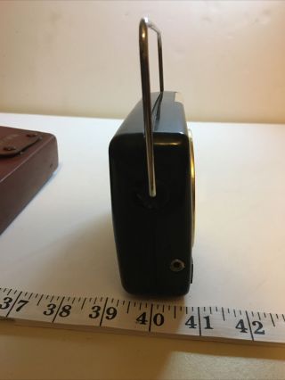 RARE 1959 CROWN TR - 800 Transistor Radio Black With Leather Case 2