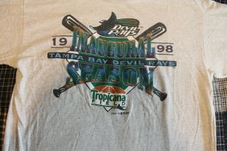 Tampa Bay Devil Rays Inaugural Season 1998 T - Shirt Size Xl Tultex Logo 7 1998 2