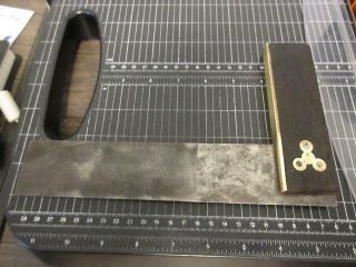 Antique Vintage Wooden Handle Brass Carpenters 8 Inch Square Tool