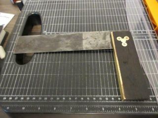 Antique Vintage Wooden Handle Brass Carpenters 8 Inch Square Tool 3