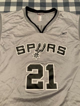 Vintage Reebok Nba San Antonio Spurs Tim Duncan 21 Jersey Men’s Size Xl Silver