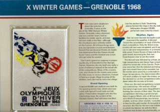1968 Xth Olympic Winter Games Grenoble Patch W/ Highlights On Card
