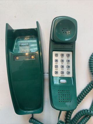 Vintage Rare green trimline wall phone Western Electric AT&T system push button 2