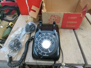 Vintage Automatic Electric Black Rotary Dial Desk Telephone (old Stock)