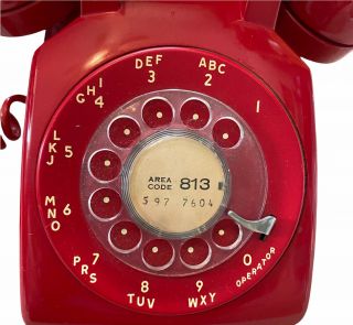 Vintage RED ITT Desktop Rotary Dial Phone Telephone With Phone Cord 2