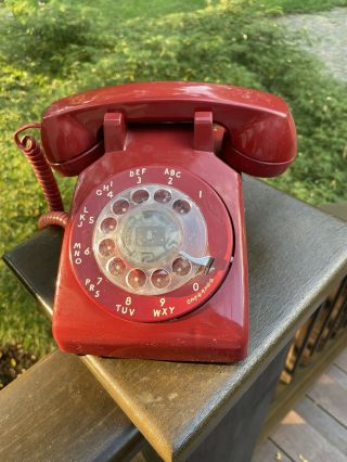 Vintage Red At&t Rotary Telephone