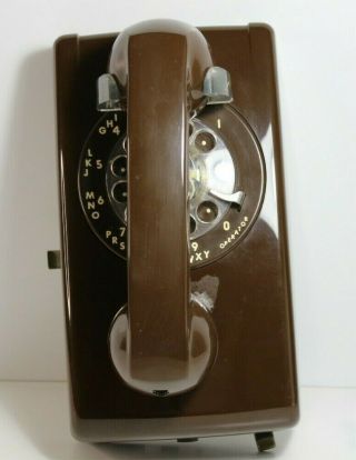 Vintage Itt Rotary Wall Phone Telephone Landline Brown Prop 80s 90s