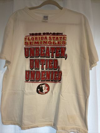 Vintage 1999 Fsu Florida State Seminoles Undefeated T - Shirt Mens Xl