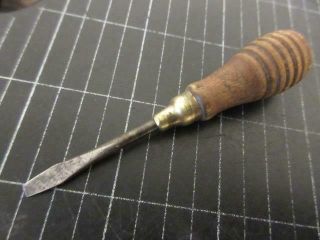 Vintage Small 3 " Flathead Screwdriver Wooden Handle