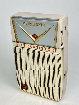 Rare CROWN TR - 670 Reverse Painted Vintage Transistor Radio Japan 2