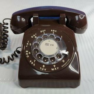 Vintage Itt Series 500 Rotary Dial Telephone Chocolate Brown Classic Desk Table