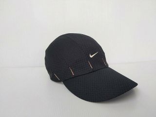 Vintage Nike 7 Panel Black Cap Hat Mesh Air Cool Adjustable