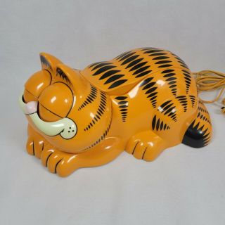 Vintage Garfield Tyco Landline Push Button Telephone Opening Eyes Pre - Owned