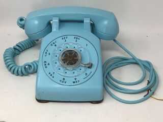 Vintage Blue Western Electric Bell Rotary Desk Phone 500 - 8/52 (august 1952?)