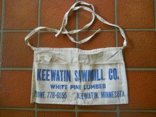 Old Vintage Advertising Carpenters Nail Apron Keewatin Sawmill Co.  Minnesota Mn